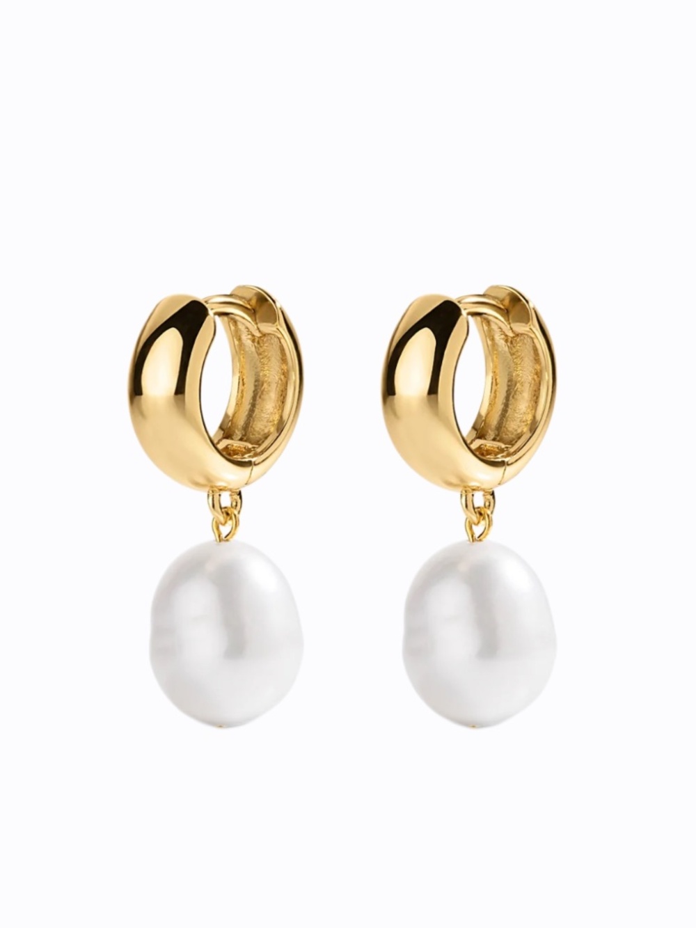 Electric Picks Earrings Pearl Gold Hoops
